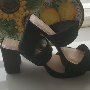 NWT BP Black Suede 10M platform sandal